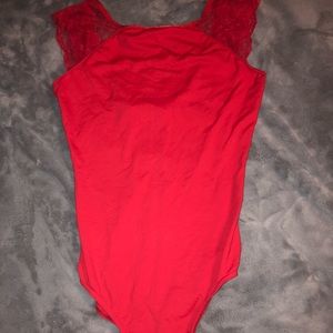 Super cute red lace ballet dance leotard